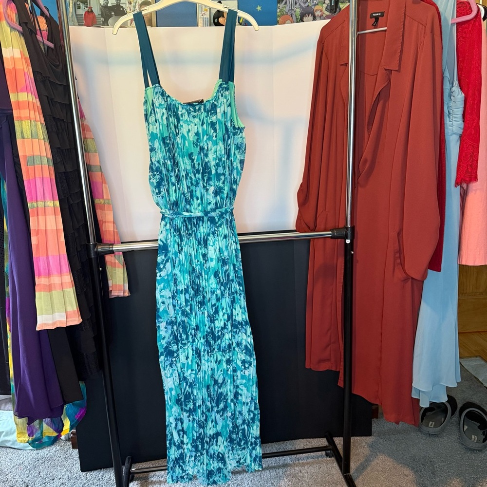 NWT Lane Bryant size 22/24 Peated Teal/ Turquoise Patterned Maxi Dress - Picture 5 of 6